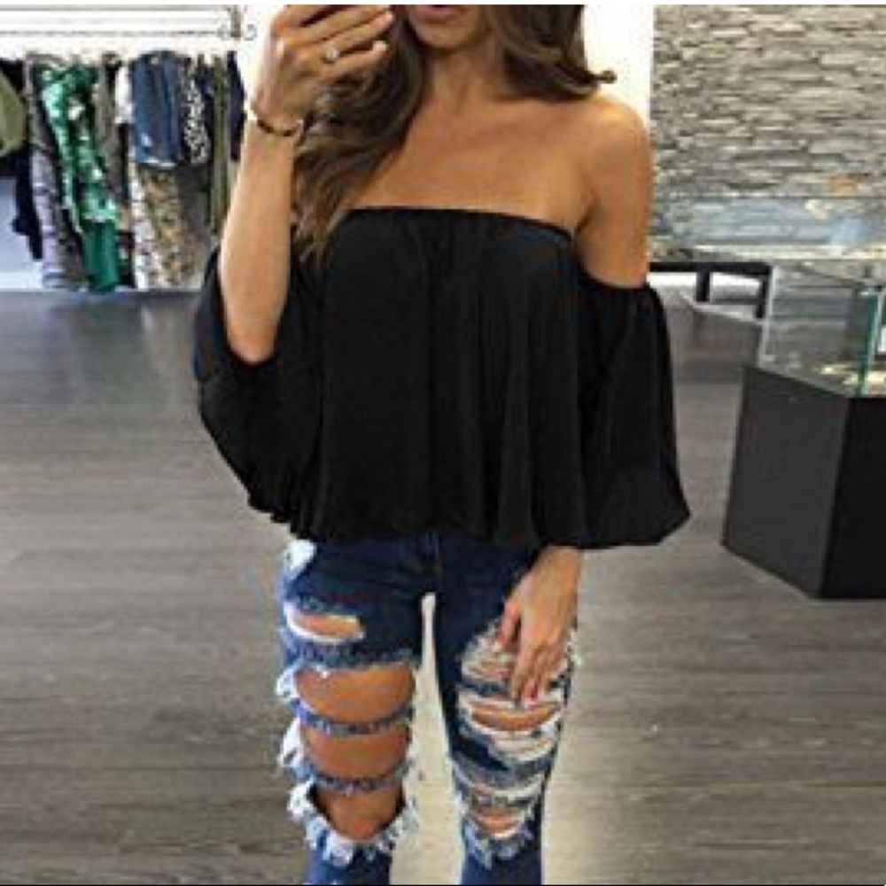 Last One!! Sexxxxy Off the Shoulder Black Top